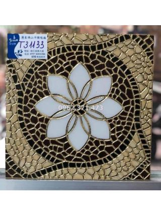 Gạch 30x30 nhũ vàng họa tiết bông hoa