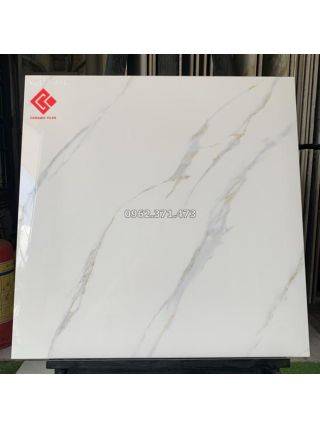 Gạch trắng khói 600x600 vân mây vàng