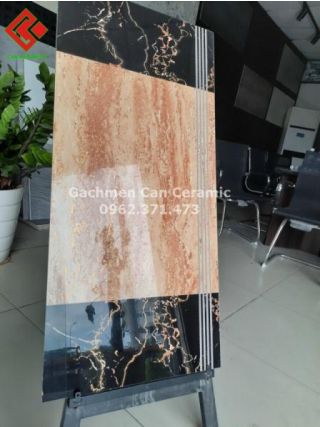 Gạch tam cấp 3d khắc kim nhũ vàng