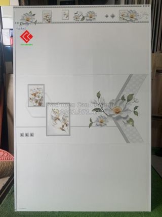Gạch men bóng 40x80 trắng trơn dán tường phòng khách