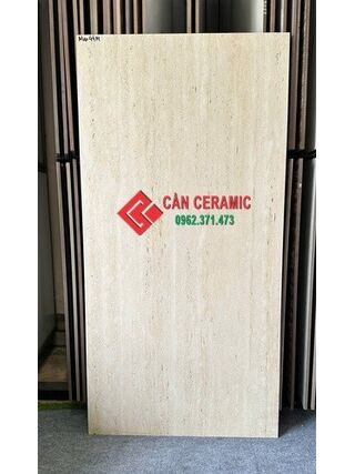 Gạch 60x120 vân gỗ travertine vàng kem mờ