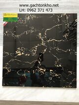 Gạch lát nền 60x60 bóng kiếng đen vân cam giá rẻ