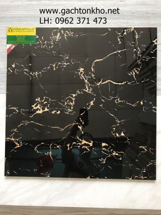 Gạch lát nền 60x60 bóng kiếng đen vân cam giá rẻ