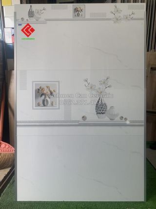 Gạch men bóng 40x80 cm ốp tường màu trắng vân