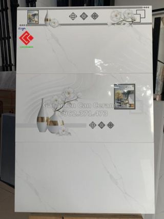 Đá bóng kiếng 40x80 ốp tường trắng vân mây