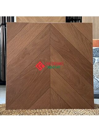 Gạch 60x60 mờ vân gỗ xương cá nâu đậm