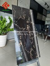 Gạch 47x100 đen vân cam ốp tam cấp