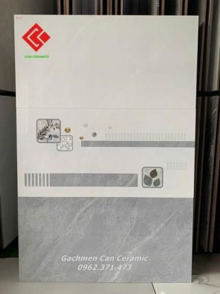 Gạch dán tường 40x80 phòng khách màu xám vân đá