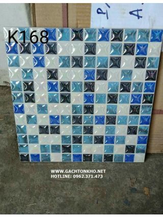 Gạch nhũ bạc caro xanh trắng 30x30 ms35