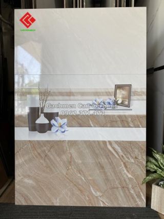 Gạch ốp 40x80 cm men bóng màu nâu vân đá