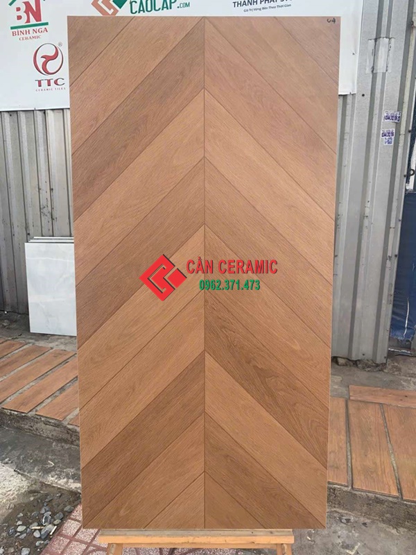 gạch gỗ 60x120 xương cá màu nâu 04