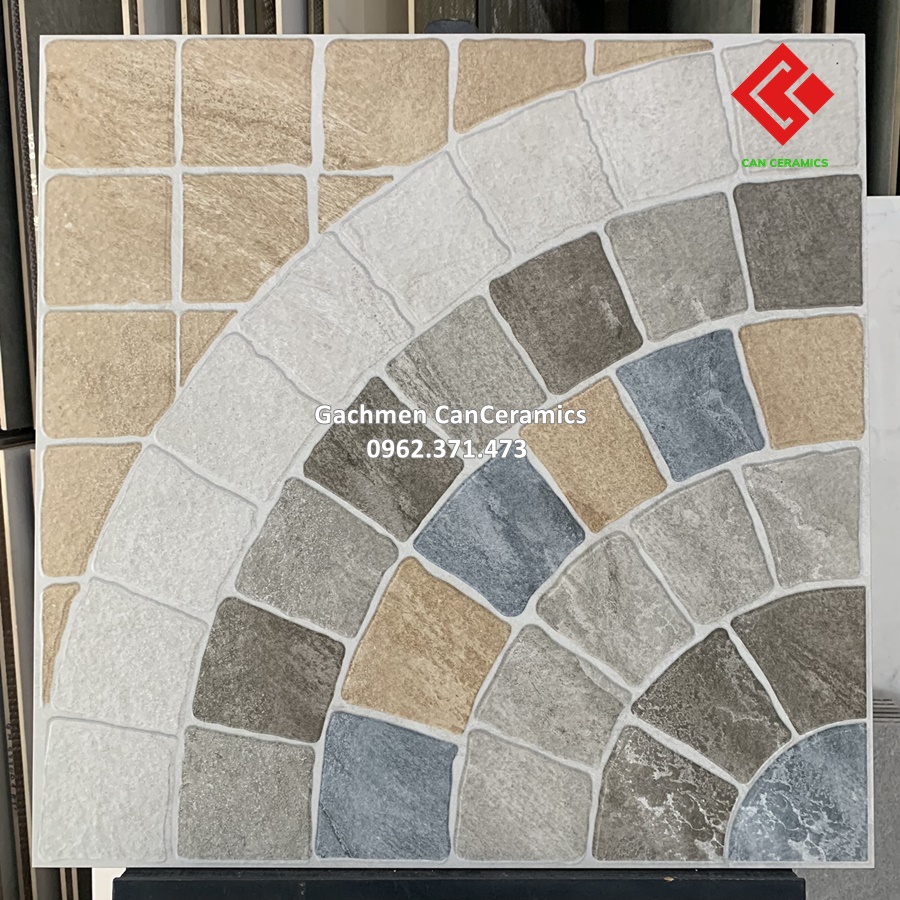 đ&aacute; 60x60 nh&aacute;m sần hoa văn &ocirc; vu&ocirc;ng c&aacute;nh quạt l&aacute;t s&acirc;n cao cấp