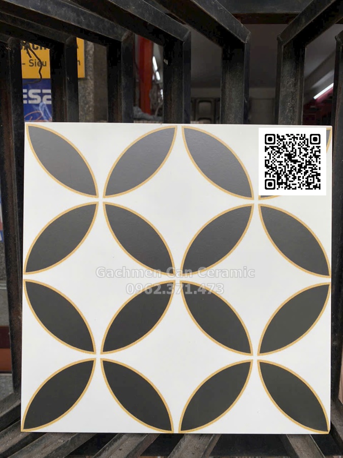 Gạch bông đồng tiền đen trắng thiết kế mới