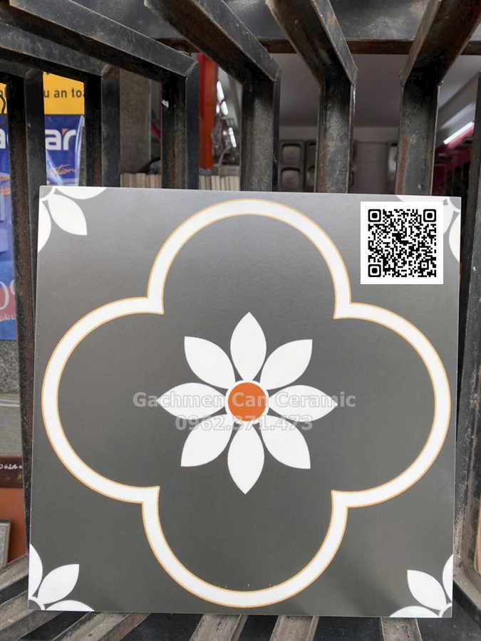 Gạch bông hoa văn đen trắng hiện đại 30x30cm