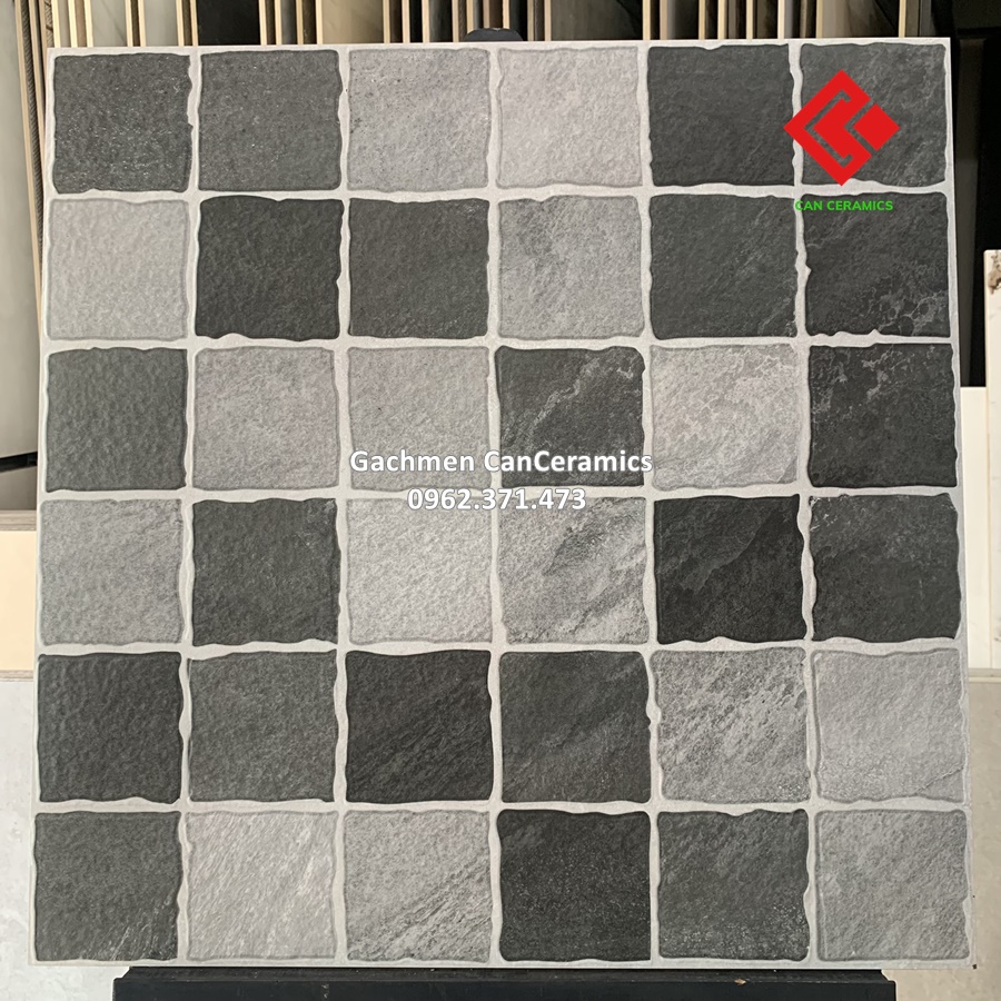 gạch nh&aacute;m mờ sần &ocirc; vu&ocirc;ng đen x&aacute;m độ d&agrave;y 12mm