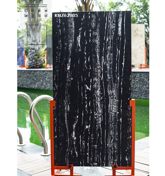 gạch ốp 60x120 dán mặt tiền đen trắng